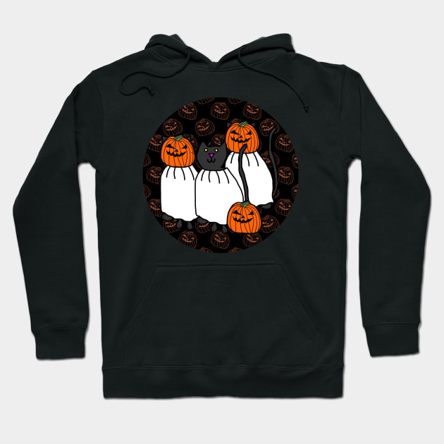 Halloween Cats in Horror Pumpkin Head Costumes Hoodie by ellenhenryart